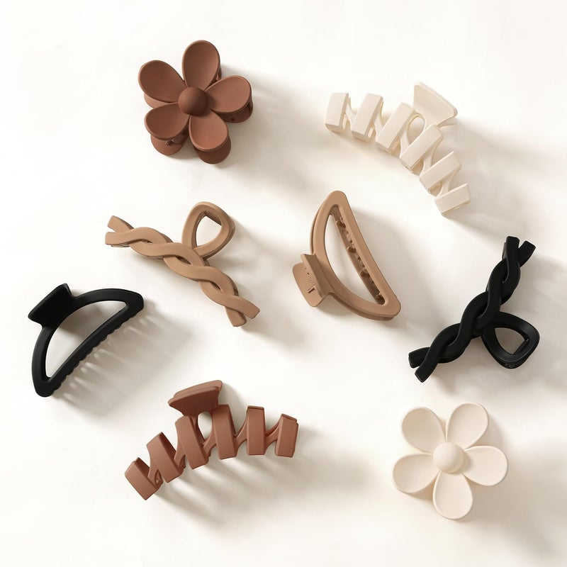 Sunolga 8PCS Hair Clips for Women, Flower Claw Clips for Thick Hair, Non-Slip Hair Accessories with Multi-Styles, Gradient Color Hair Clips and Variety Pack, Ideal for Girls - Image 1